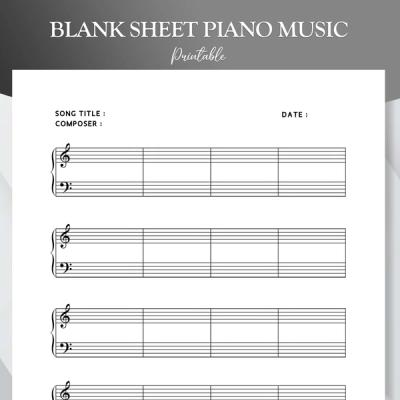 Printable Sheet Music for Piano Letter and A4 pdf. Blank Sheet Music Printable. Blank Staff Paper. Blank Music Paper.