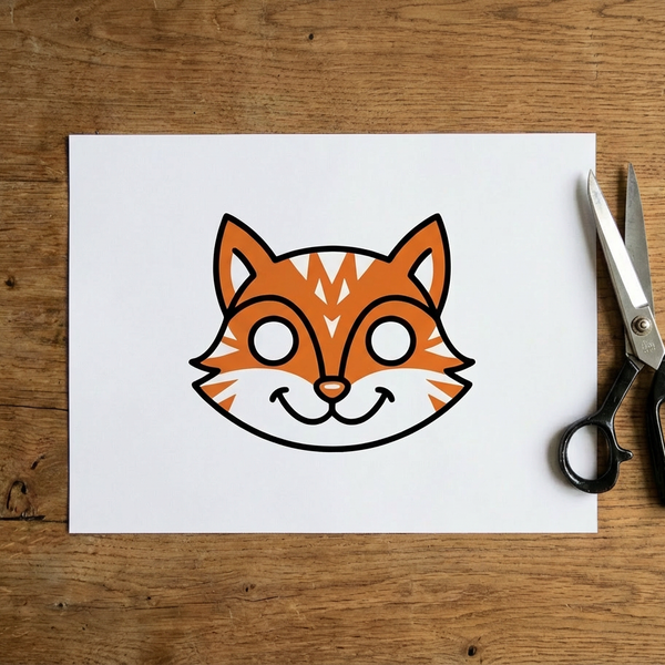 Vibrant Forest Fox: Free Printable PDF Pre-Colored Mask for Kids