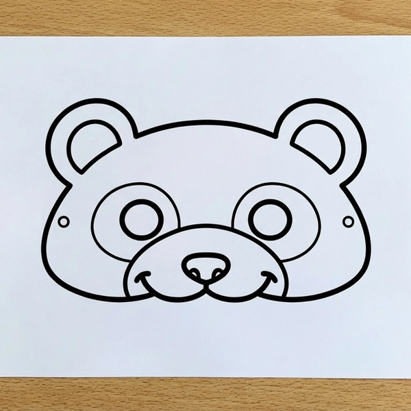 Free Printable PDF Bear Mask Coloring Page & Craft for Kids