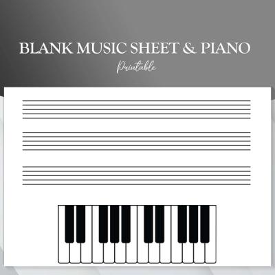 Music Staff blank sheet PDF with piano US Letter and A4 without clefs. Piano Worksheet. Read Music Worksheet. Music Worksheets.