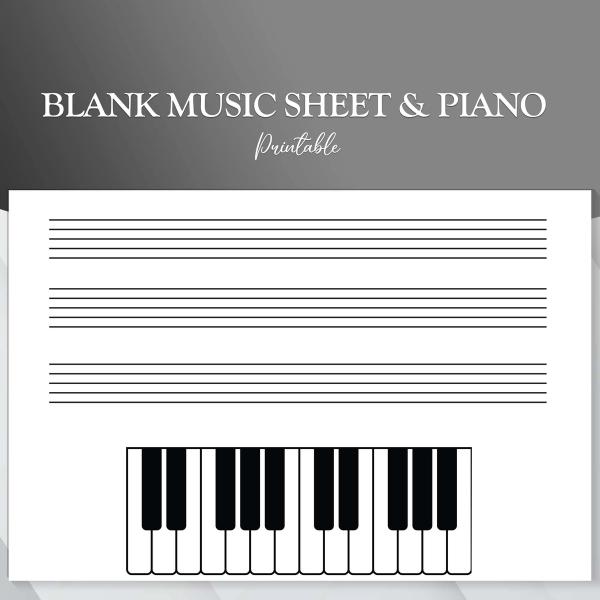 Music Staff blank sheet PDF with piano US Letter and A4 without clefs. Piano Worksheet. Read Music Worksheet. Music Worksheets.