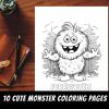 Cute monster coloring pages for kids and adults thumbnail 2