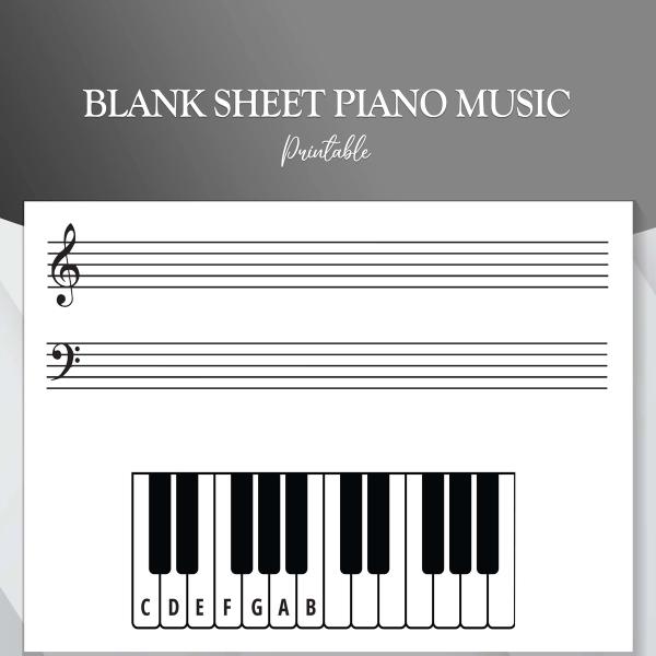 Piano and Music Staff blank sheet PDF for piano US Letter and A4. Piano Worksheet. Read Music Worksheet. Music Worksheets.