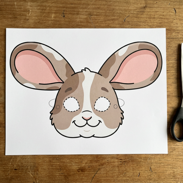 Cute Bunny Rabbit Mask – Free Printable PDF for Kids