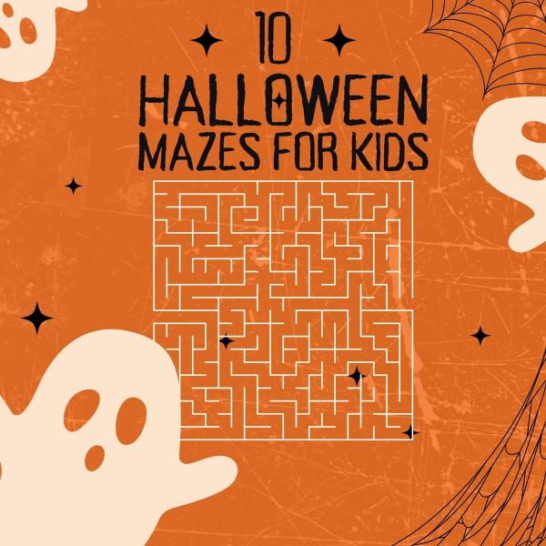 Halloween Mazes to print for kids, fun activites, halloween activities for kids PDF, labyrinth, printable labyrinths