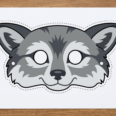 Friendly Wolf Mask – Free Printable PDF for Kids