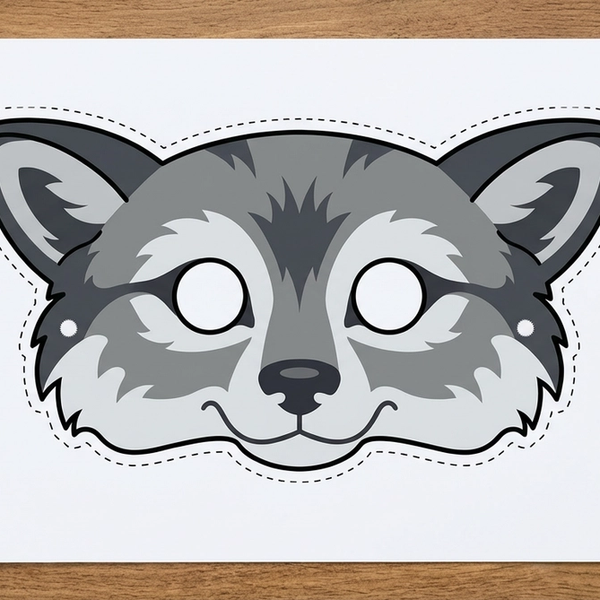 Friendly Wolf Mask – Free Printable PDF for Kids