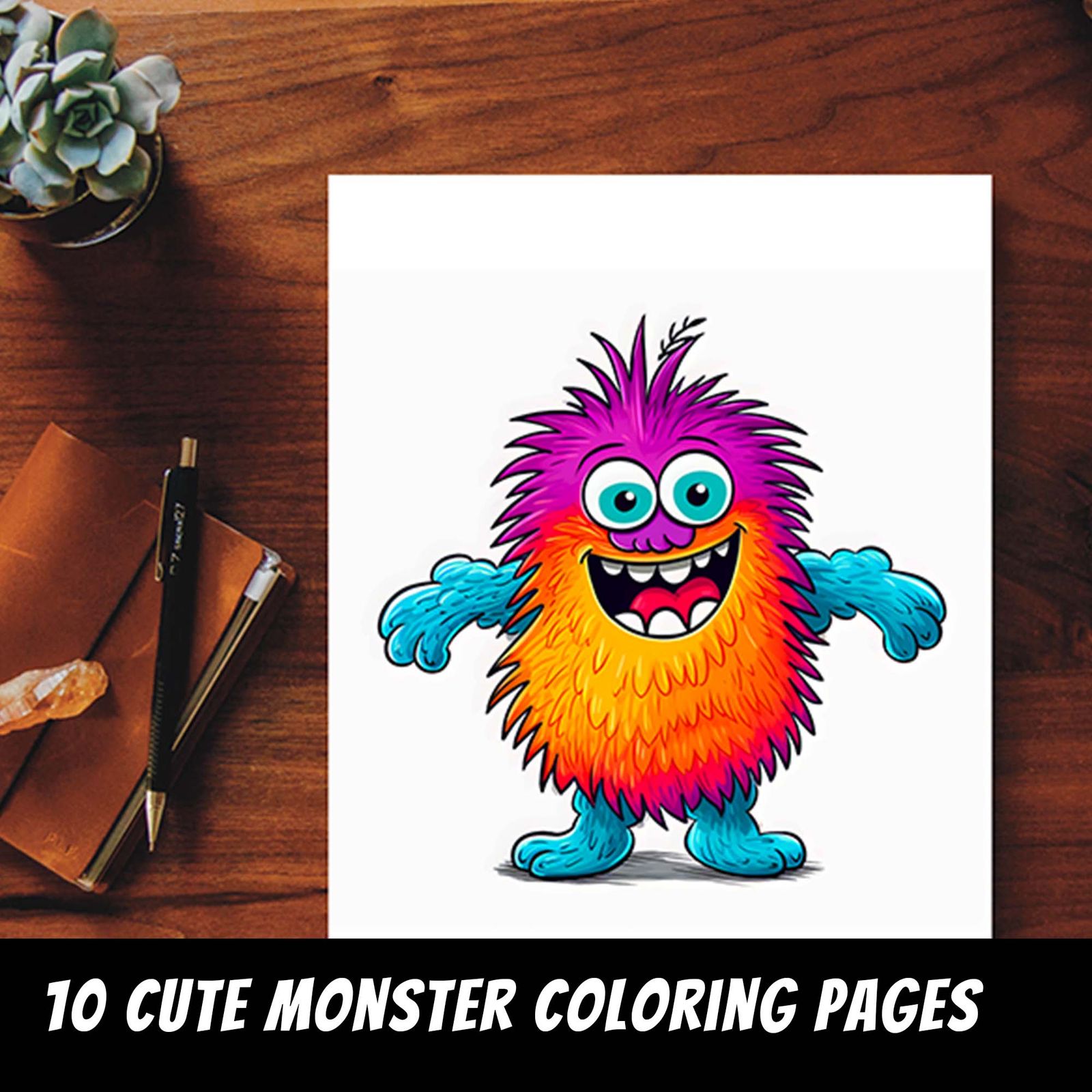 Cute monster coloring pages for kids and adults - Image 1