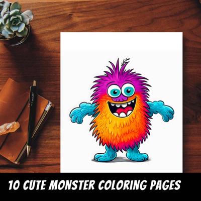 Cute monster coloring pages for kids and adults