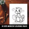 Cute monster coloring pages for kids and adults thumbnail 3
