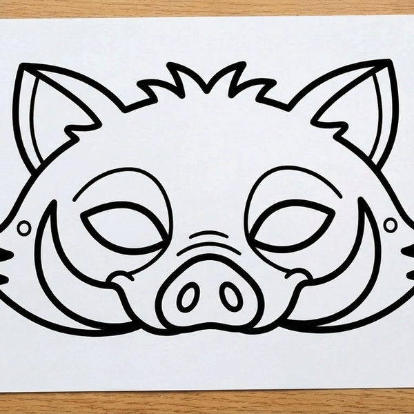 Free Printable PDF Boar Mask Coloring Page for Kids