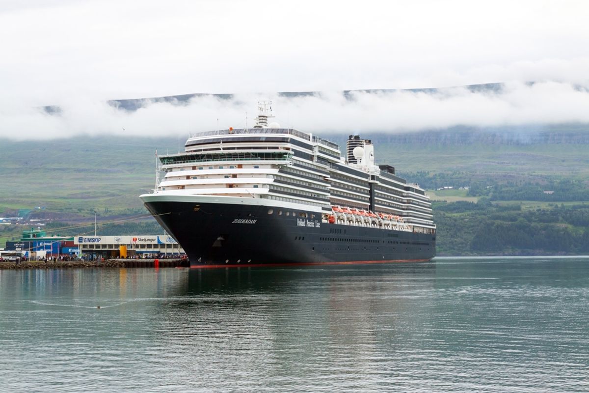 Two gigantic cruise ships moored in downtown Akureyri on the Eyjafjrdur fjord