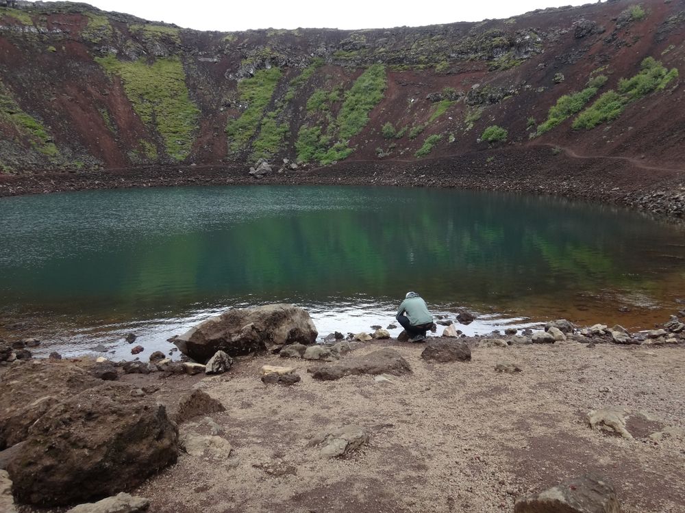 A mesmerizing view of Kerid volcanic crater lake in Iceland