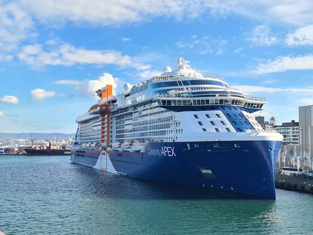 A cruise ship docked in Reykjavík harbour