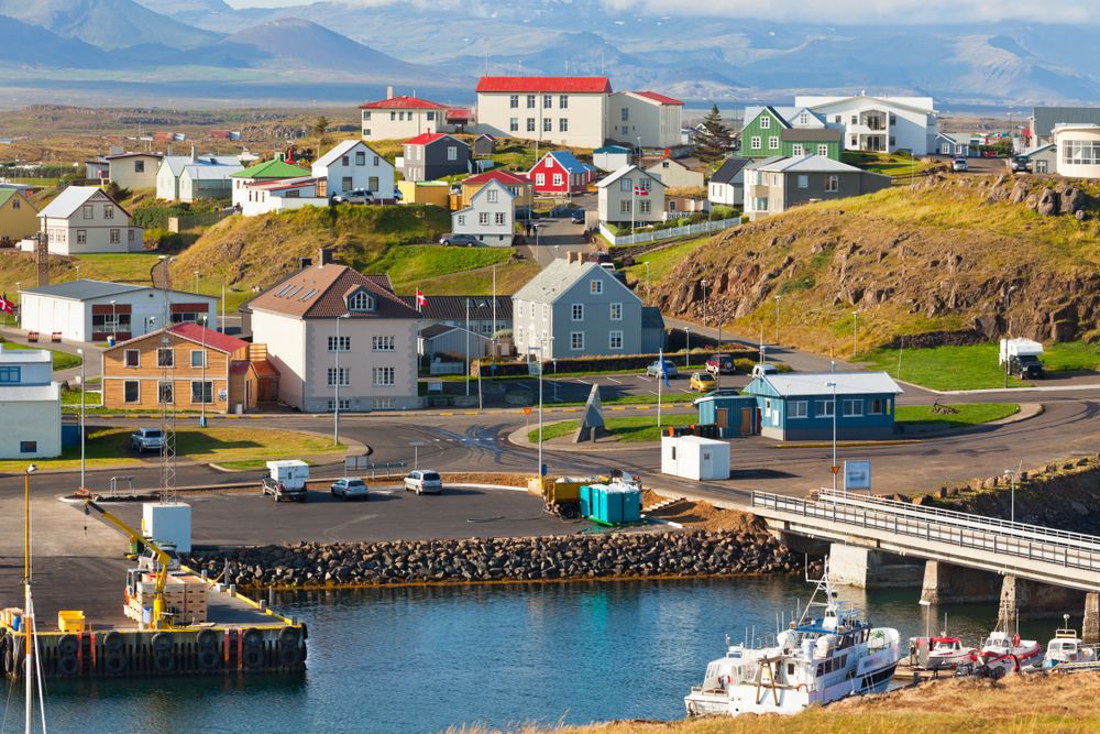 The town of Stykkisholmur, Snaefellsnes peninsula, the western part of Iceland