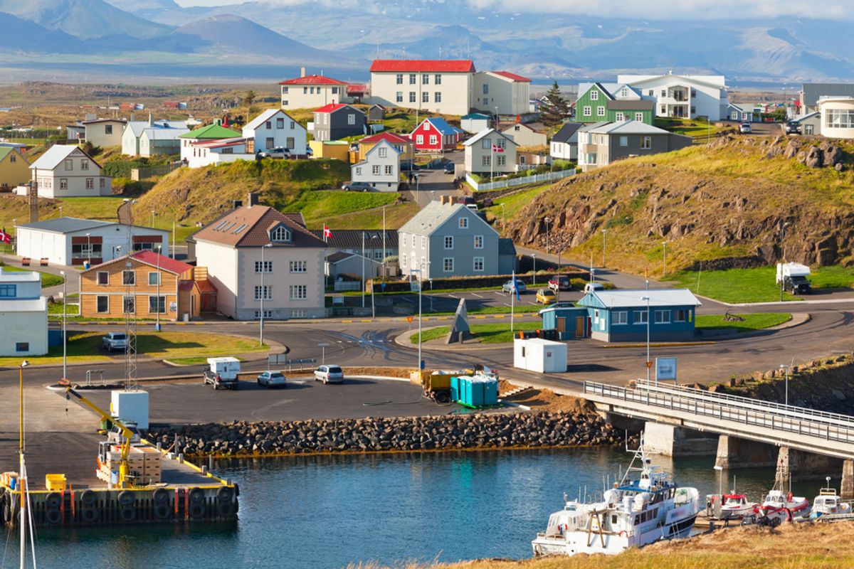 The town of Stykkisholmur, Snaefellsnes peninsula, the western part of Iceland