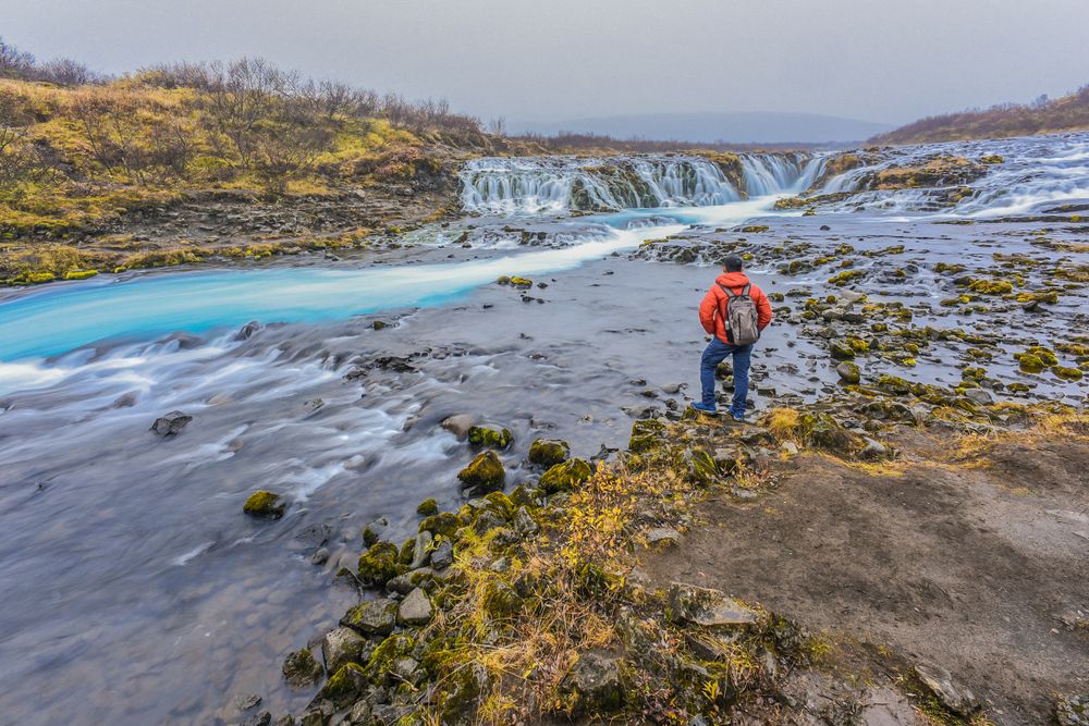 Landscape View Of Bruarfoss Waterfall