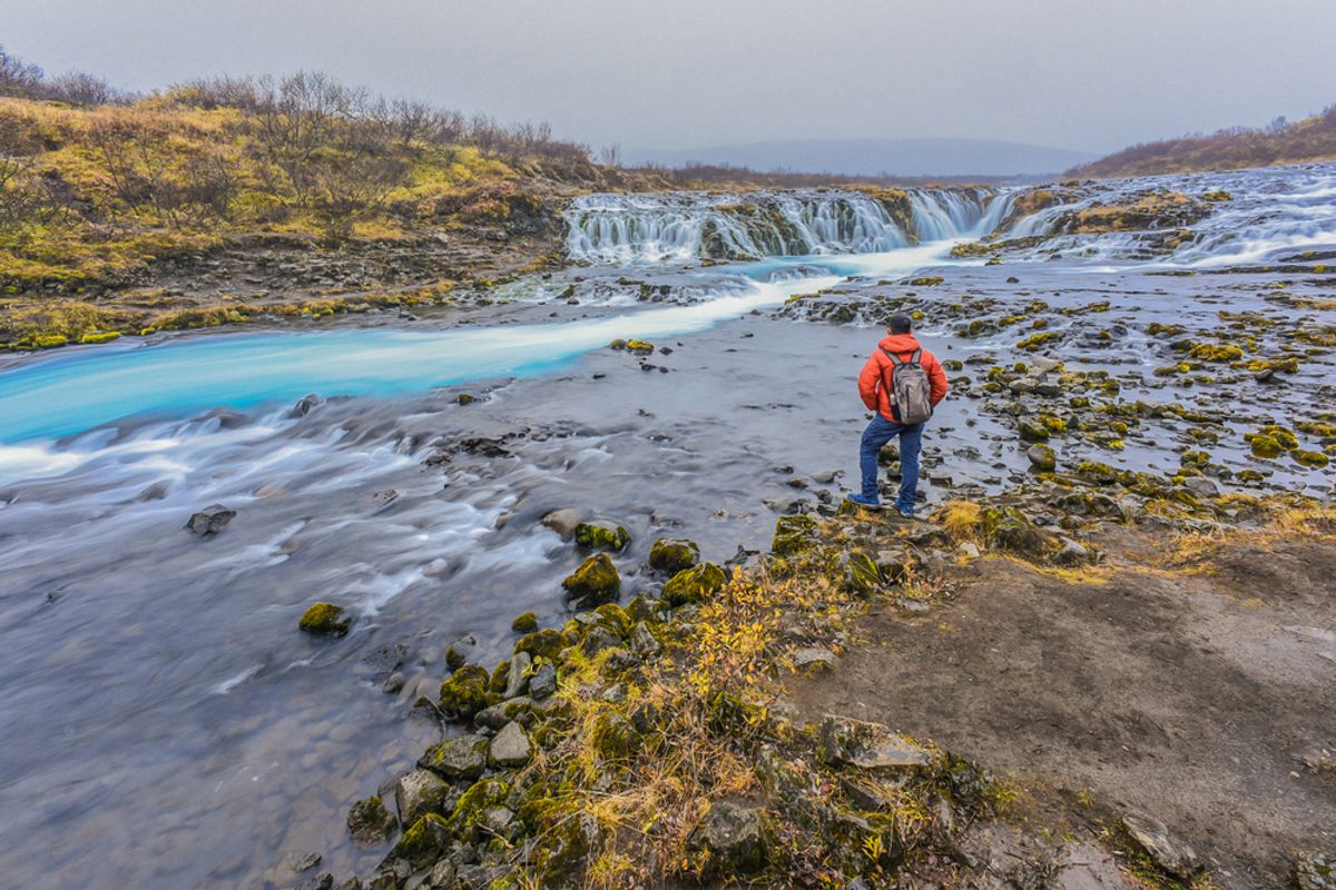 Landscape View Of Bruarfoss Waterfall