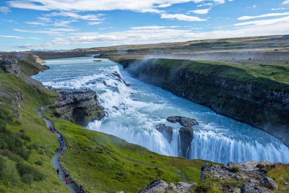 Gullfoss waterfall from the viewpoint above. Iceland