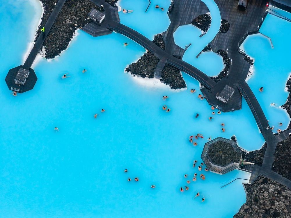 Aerial view of the Blue Lagoon Spa in Iceland