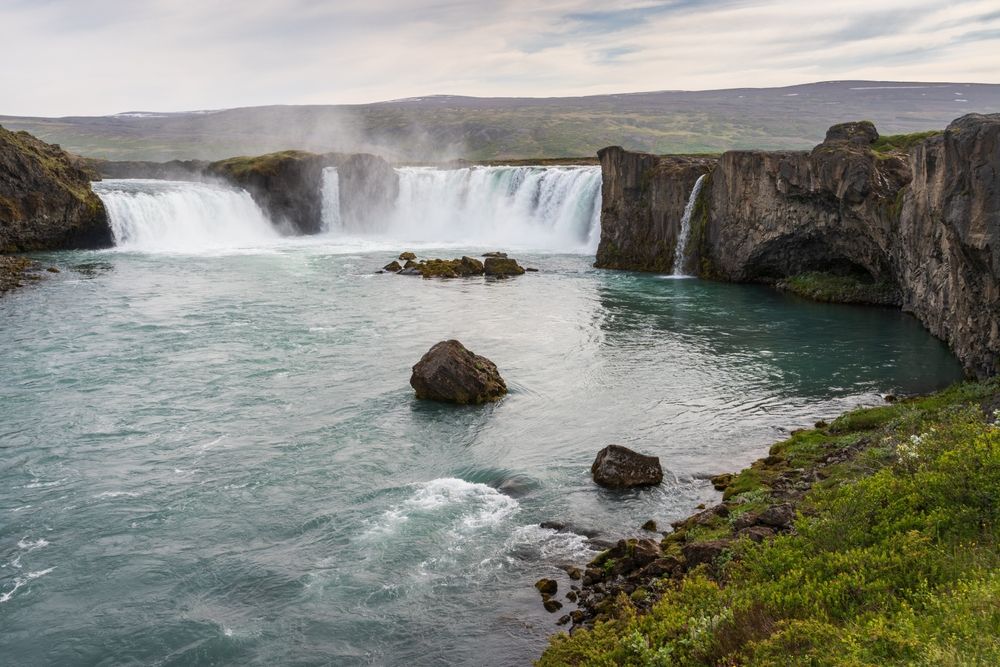 The Goðafoss Waterfall in Northern Iceland During a Summer Day