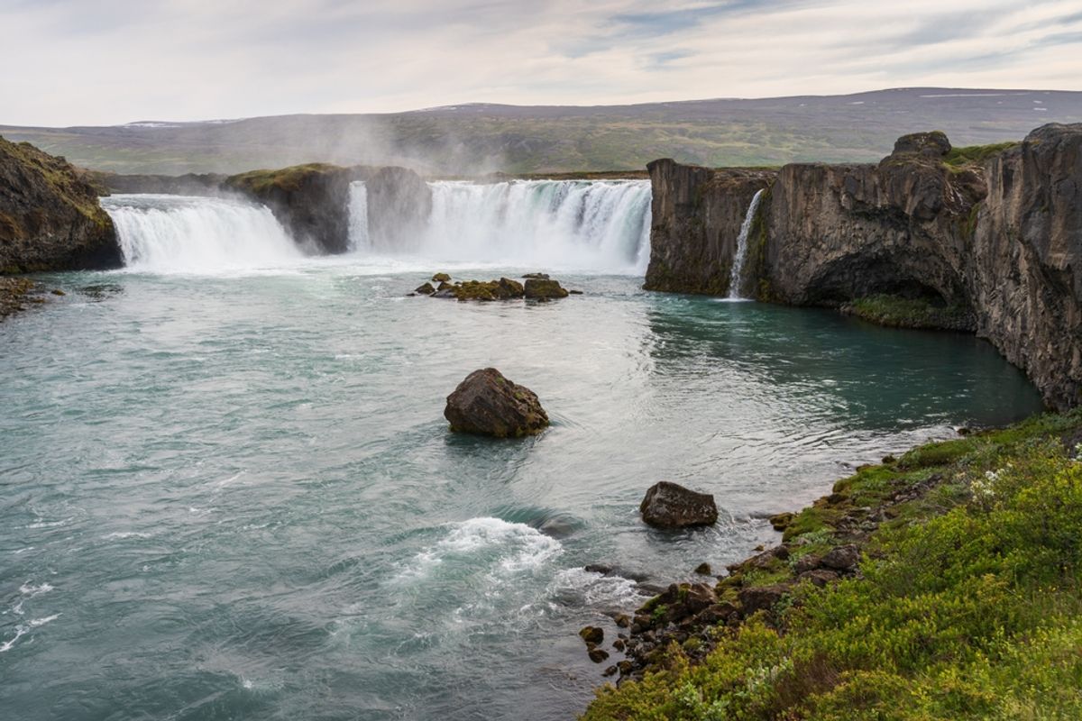 The Goðafoss Waterfall in Northern Iceland During a Summer Day