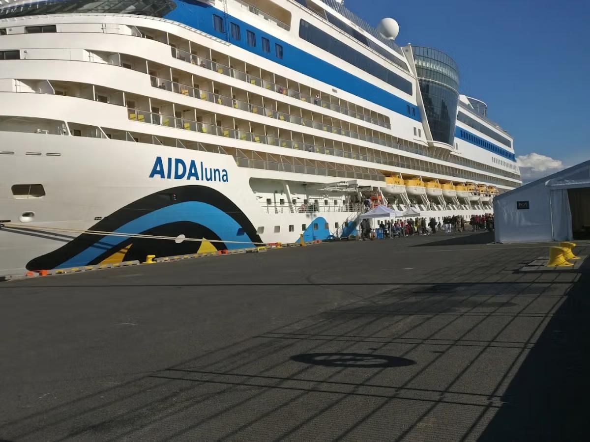 A cruise ship docked at Skarfabakki cruise terminal in Reykjavík