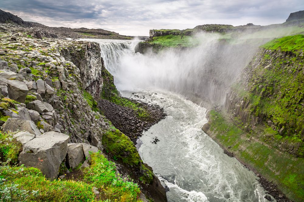 Beautiful Dettifoss waterfall in Iceland in summer