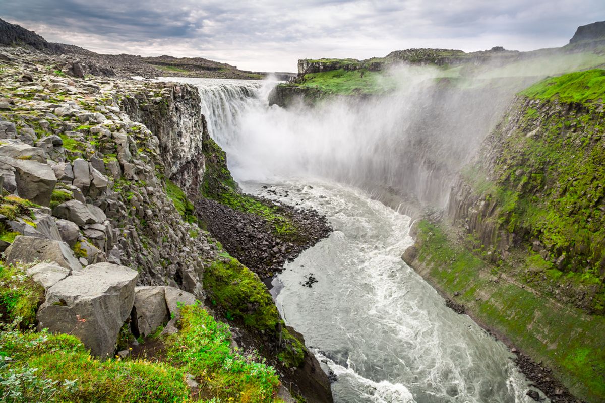 Beautiful Dettifoss waterfall in Iceland in summer