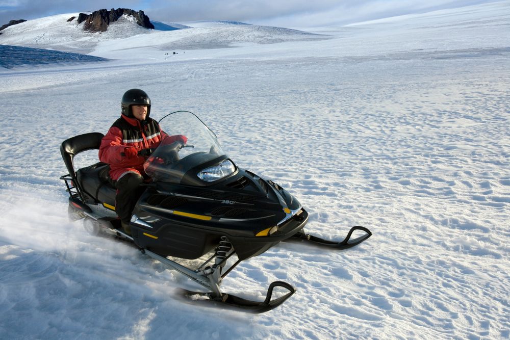 Snowmobiling on Langjökull Glacier