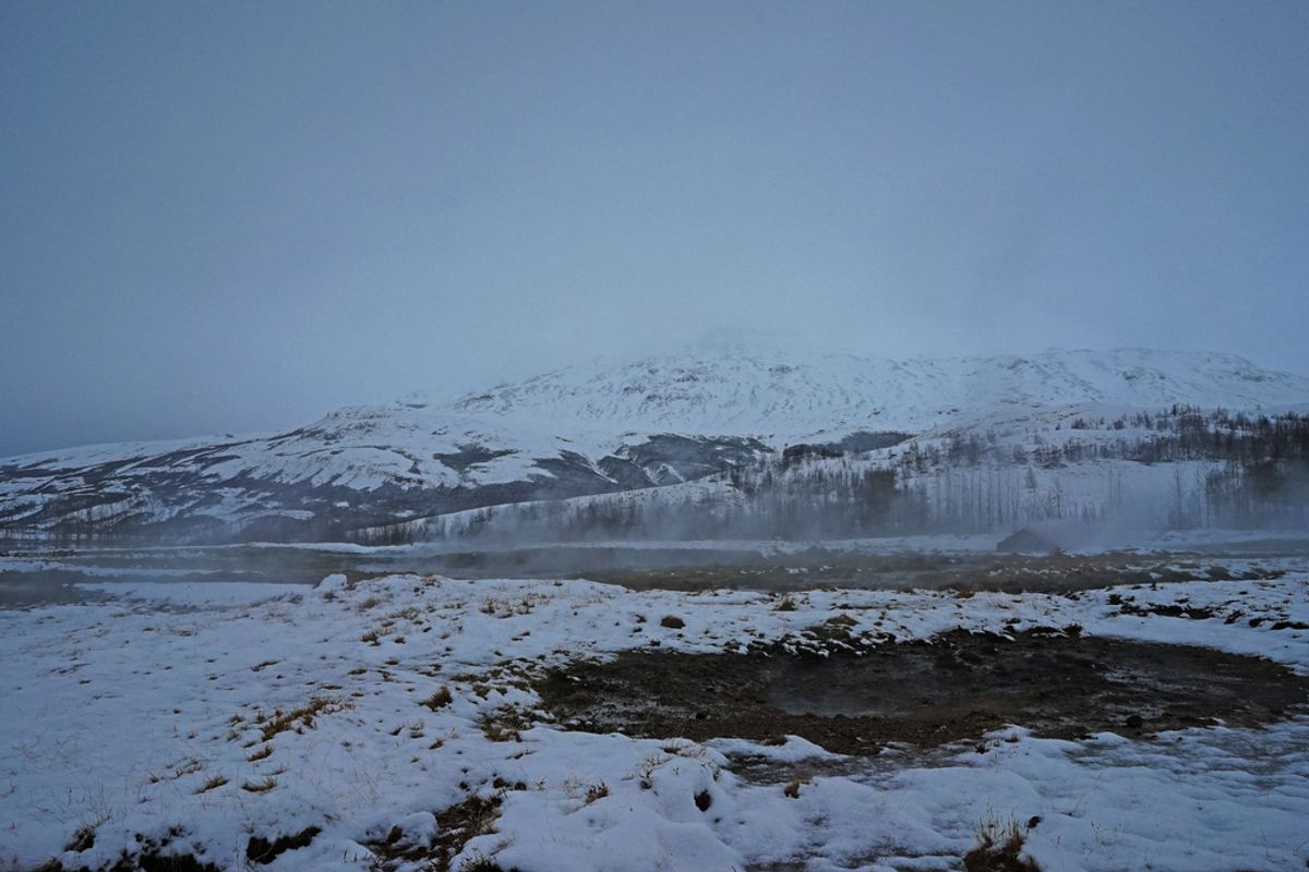 Strokkur geyser area, Haukadalur Valley, Iceland.