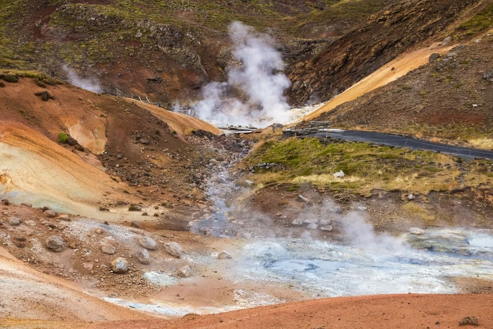 Seltún in geothermal area Krýsuvík at Reykjanes Peninsula in Iceland