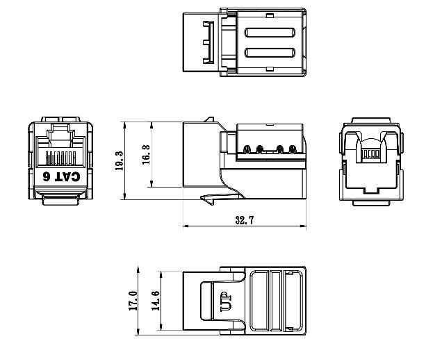 Cat.6 UTP 90° Quick Solution w/ Dust Cover - Keystone Jack thumbnail 2