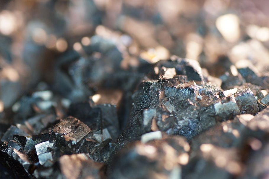 Close up of minerals extracted from the ground