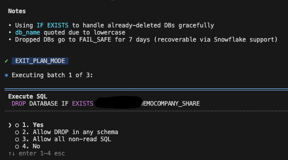 Confirmation for dropping database