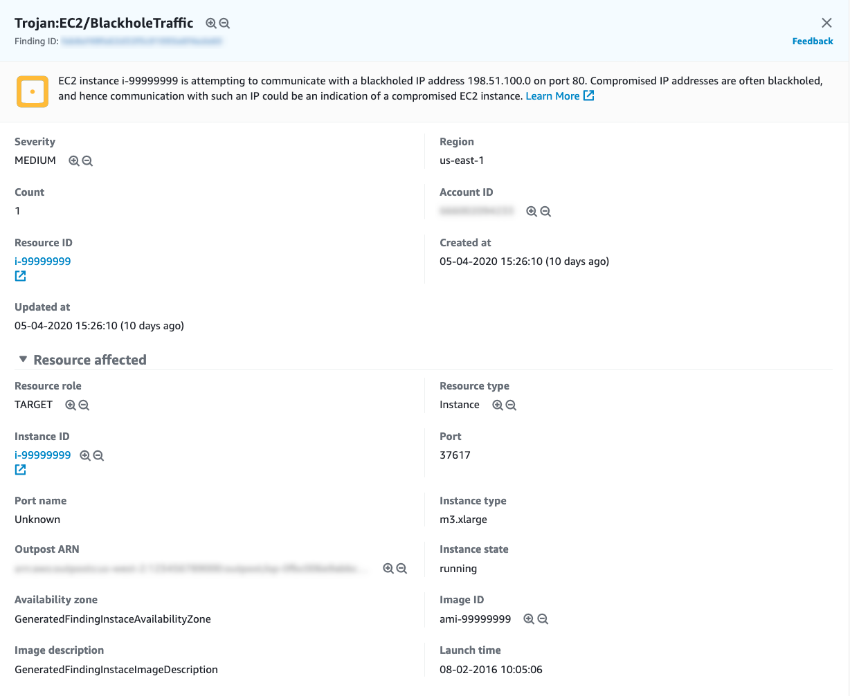 GuardDuty finding example