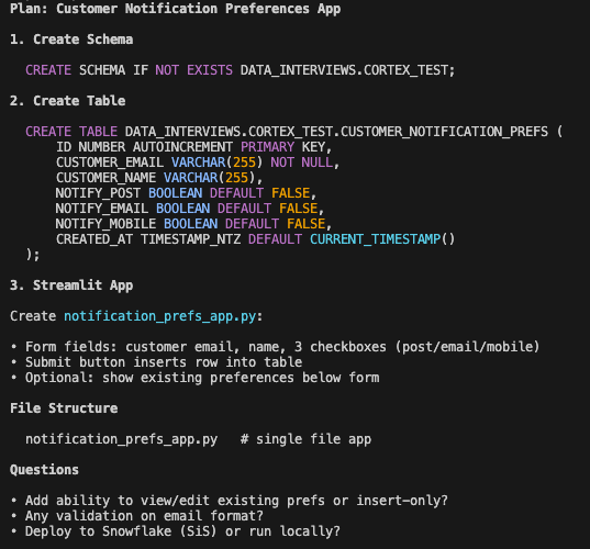 A plan for Streamlit application