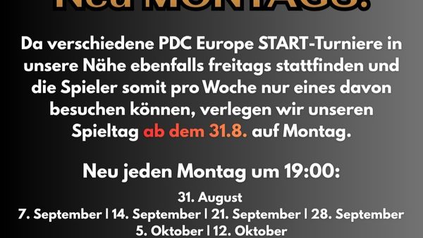 Doppelte Darts-Power in Basel: DC Basel veranstaltet neu PDC Europe START Turniere am Montag