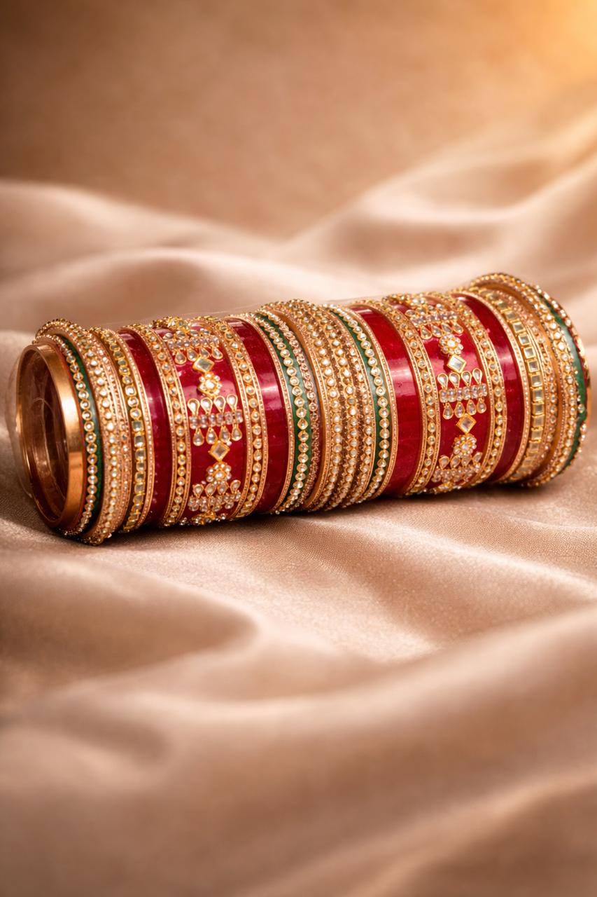 Red and gold bangle set