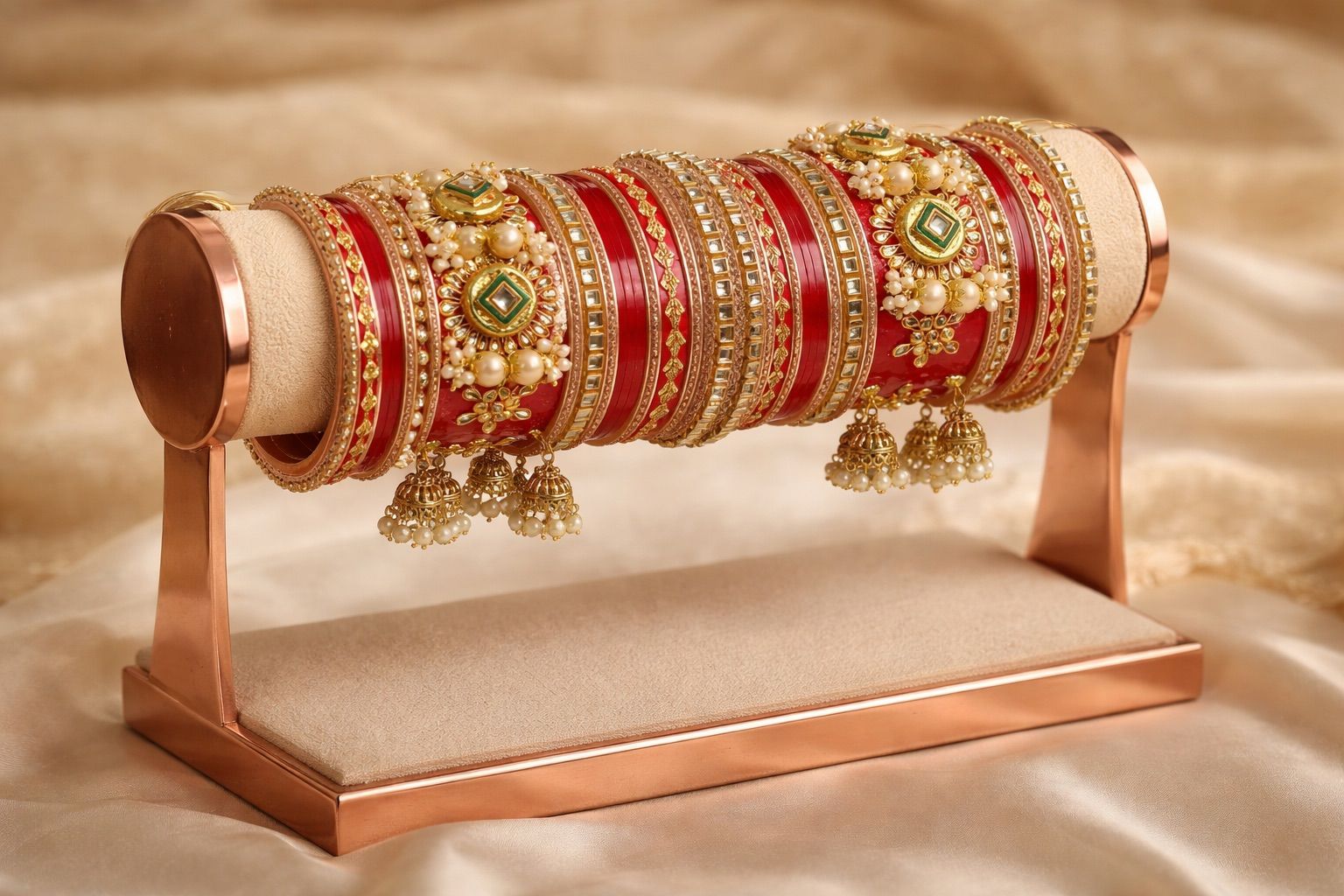 Red & golden bangle set