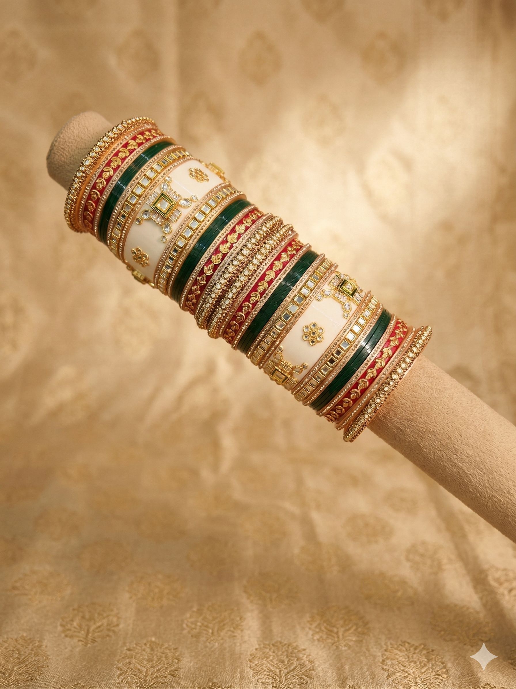 Green and Red bangle set  - View 1