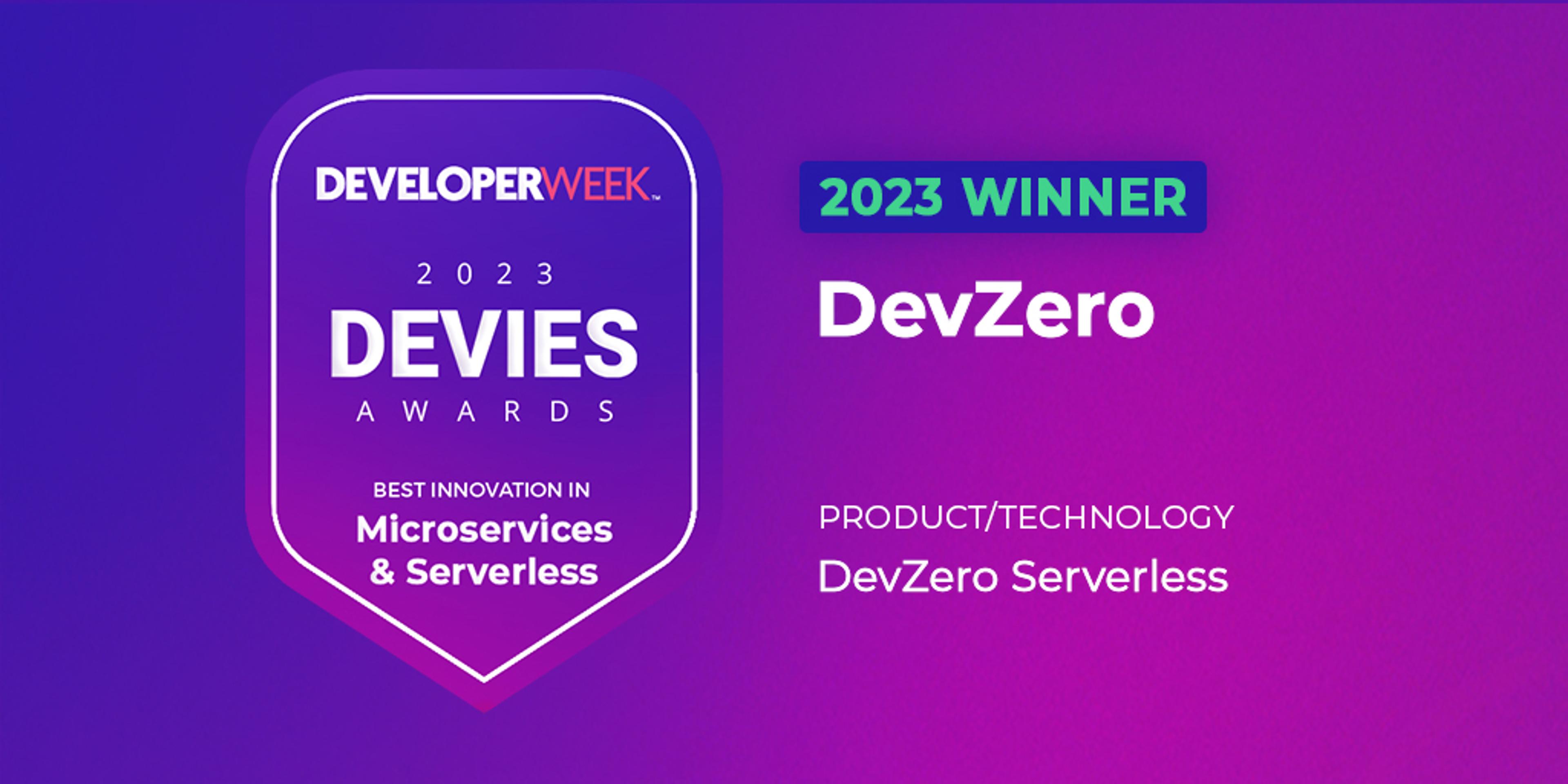 Cover Image for DevZero Wins 2023 DEVIES Microservices & Serverless Award