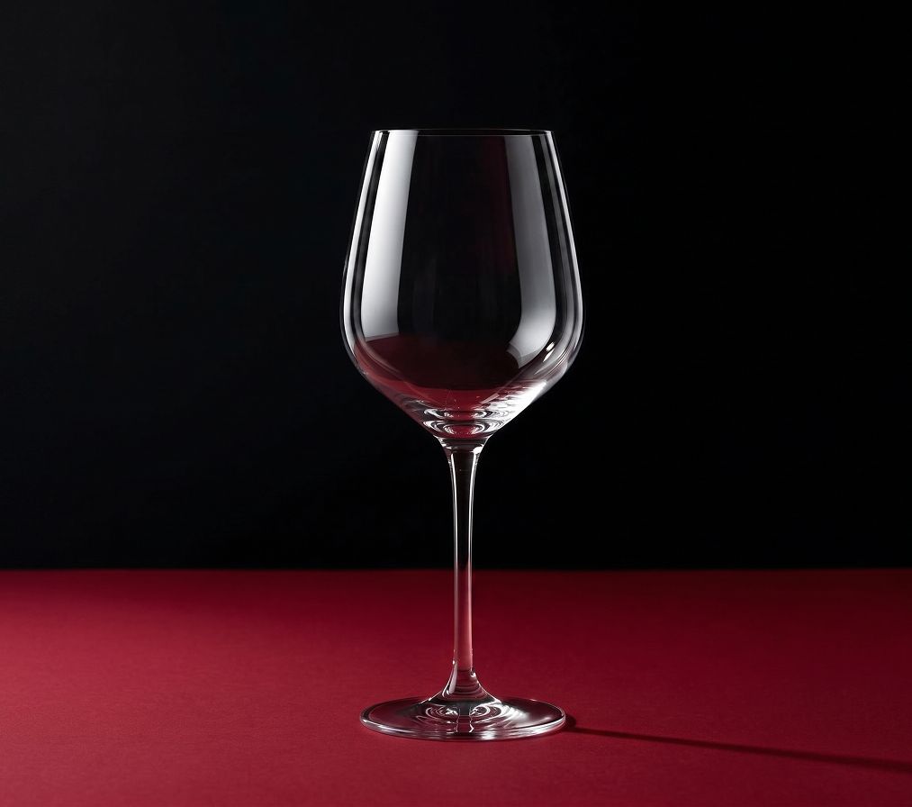 Verre à vin professionnel en cristallin sur fond noir et rouge