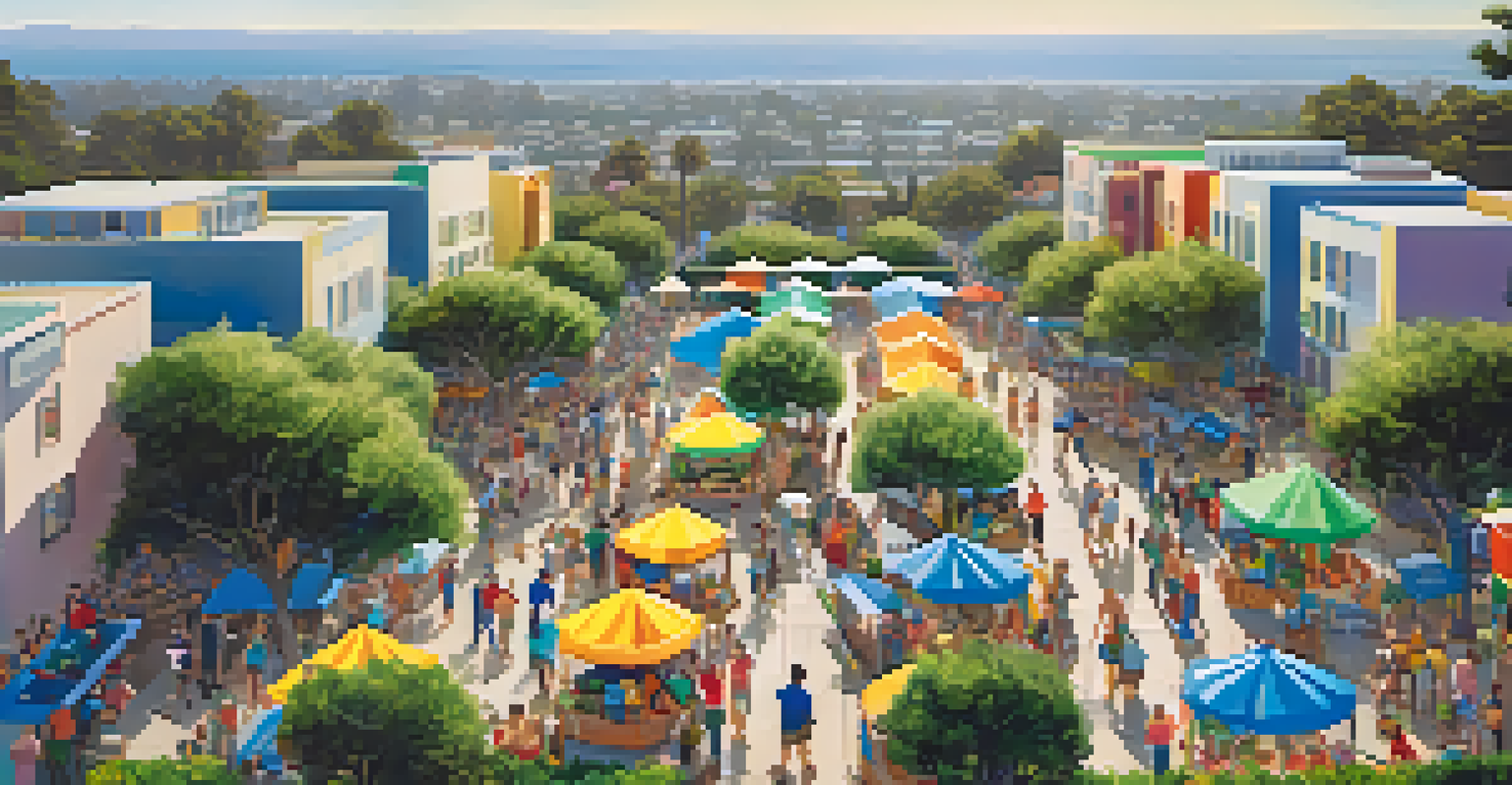 A community event in Santa Monica focused on water conservation, with families learning about eco-friendly practices under bright skies.