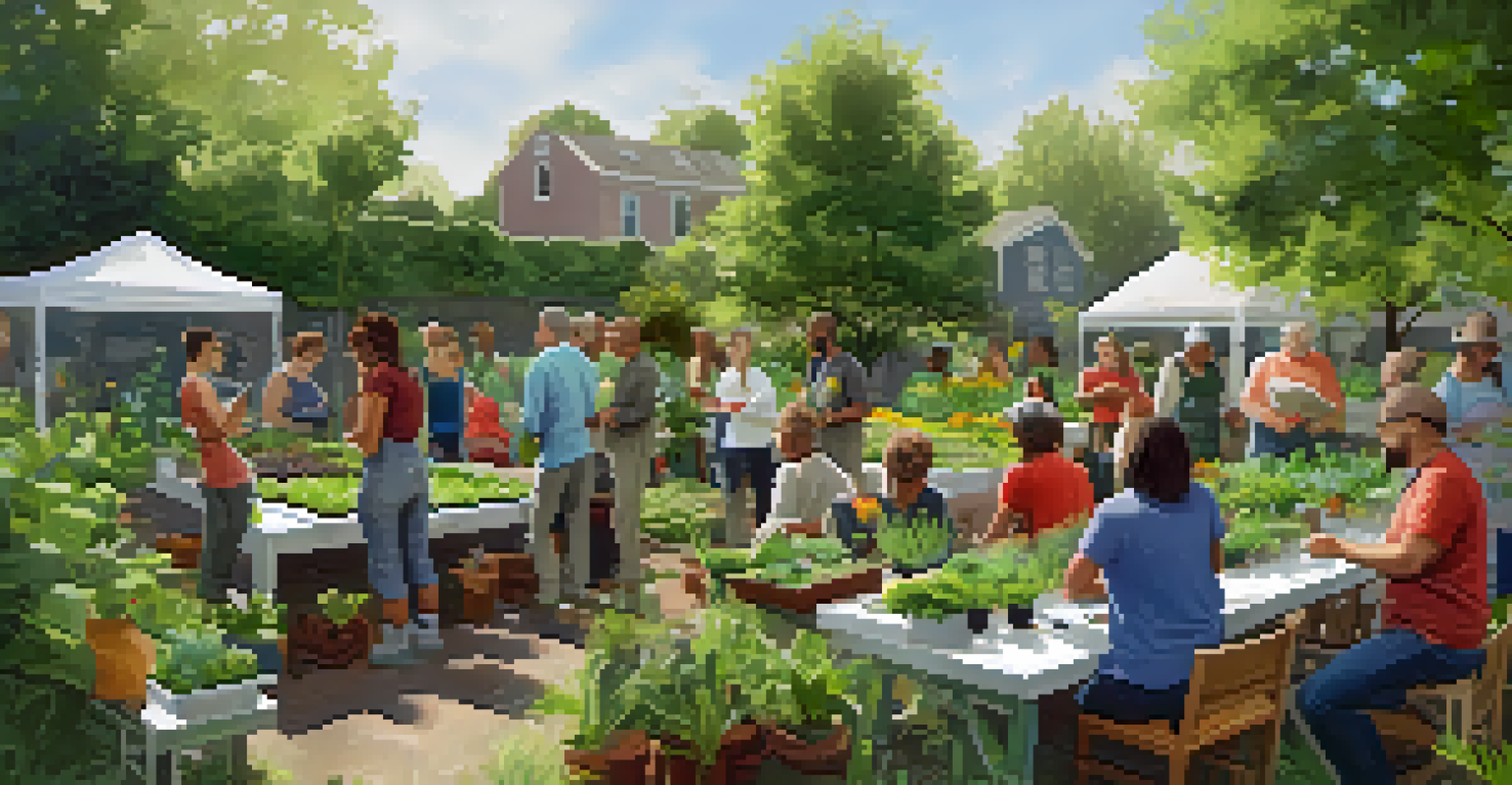 A group of people participating in a gardening workshop in a lush community garden.