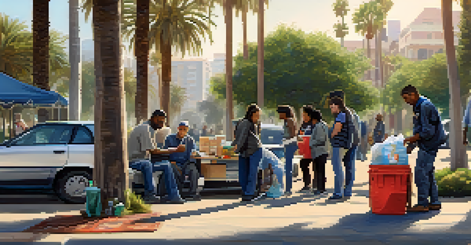 A mobile outreach team providing support to homeless individuals in a Santa Monica park.