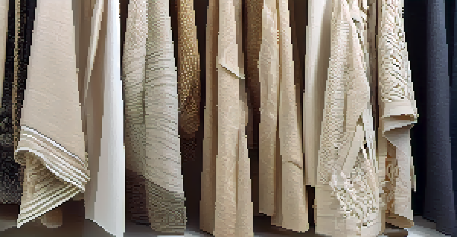 Close-up of unique sustainable fashion pieces made from recycled materials and organic cotton, showcasing intricate details and textures.