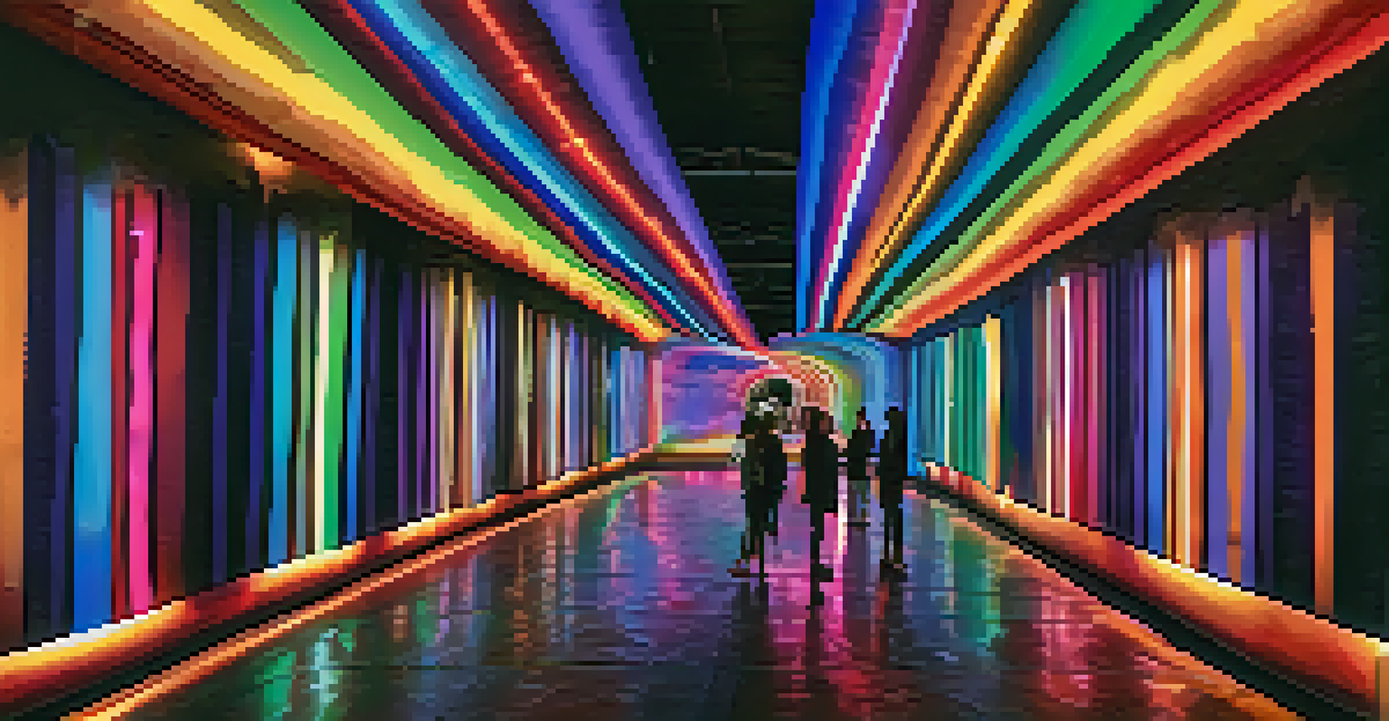 A colorful light tunnel installation in Santa Monica, featuring dynamic lighting patterns that engage visitors.