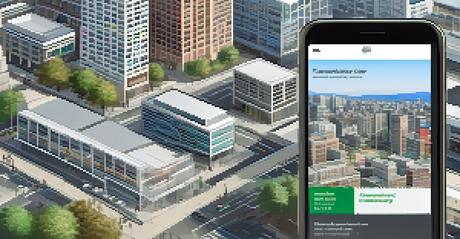 A digital device showing a community engagement app for urban planning with interactive feedback options.
