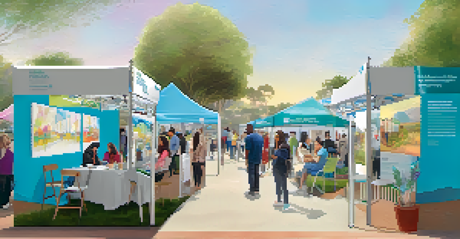 A calm section of the health fair focused on mental health resources, with attendees discussing and seeking information in a supportive setting.